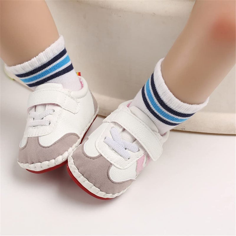 HsdsBebe Baby Boys Girls Pu Leather Hard Bottom Walking Sneakers Toddler Rubber Sole First Walkers Infant Cartoon Slippers Crib Shoes(6-12 Months) C/Pink - Image 2